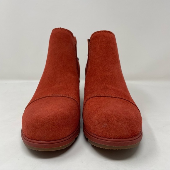 New Sorel Women's Evie Pull-on Suede Bootie Waterproof Warp Red Orange Size 9.5 - Picture 2 of 8